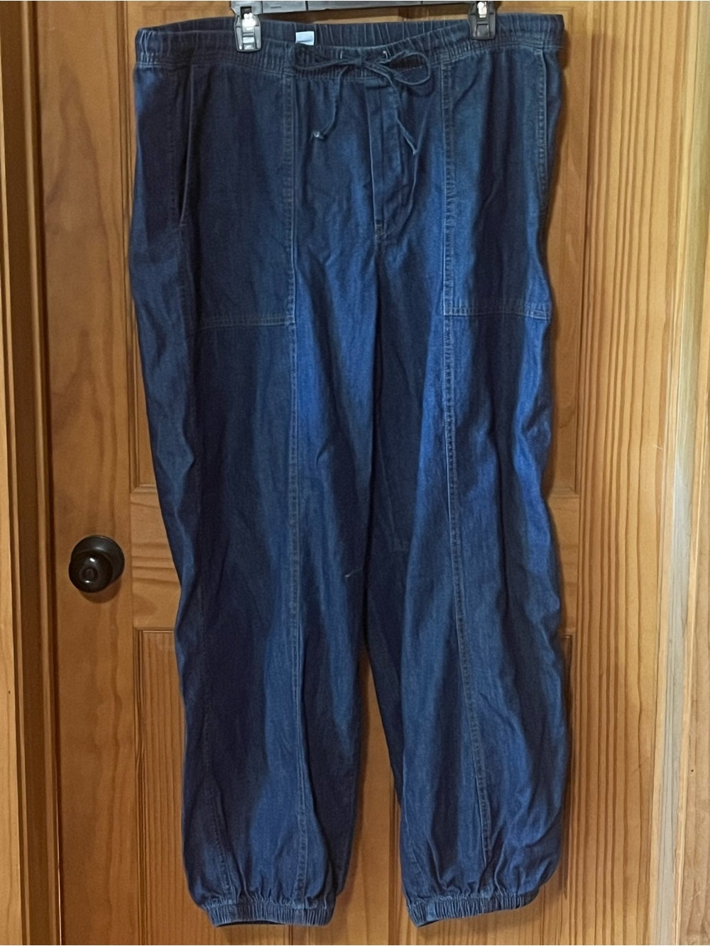 Dark Blue Denim Jogger Pants with Drawstring Waist XL Tall